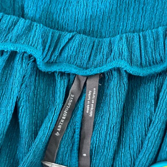 Anthropologie Elodie Off Shoulder Puff Sleeve Top Turquoise Blue Size Small - Picture 8 of 8